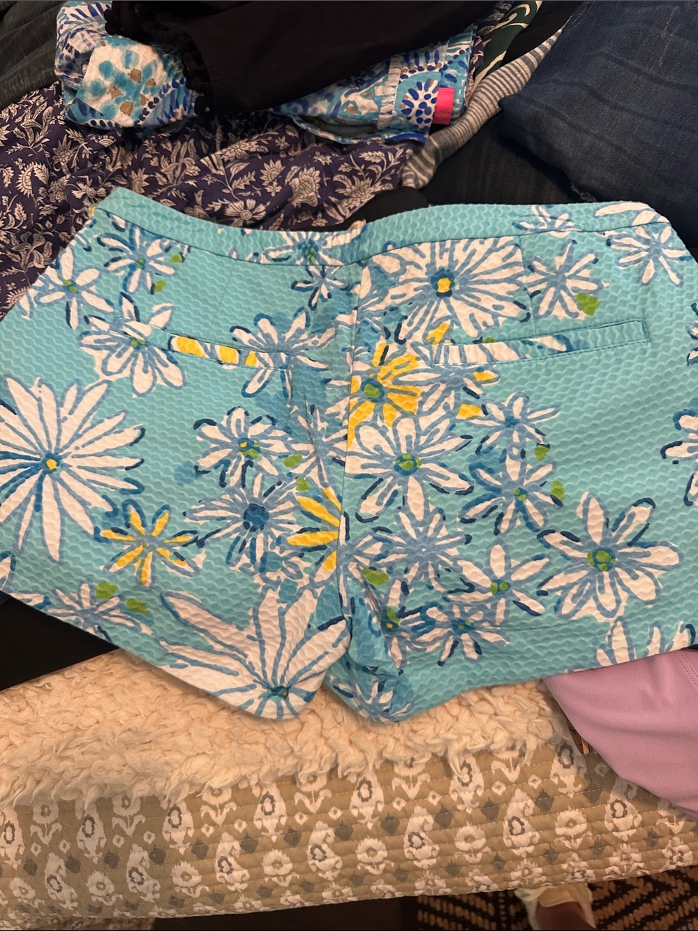 Lilly Pulitzer 4 EUC Floral Aqua Blue Women's Shorts - Picture 3 of 3